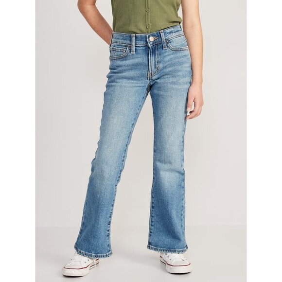 Old Navy NWT High Waisted Built In Tough Flare Jeans Medium Wash Girls 16 Plus - Picture 4 of 11